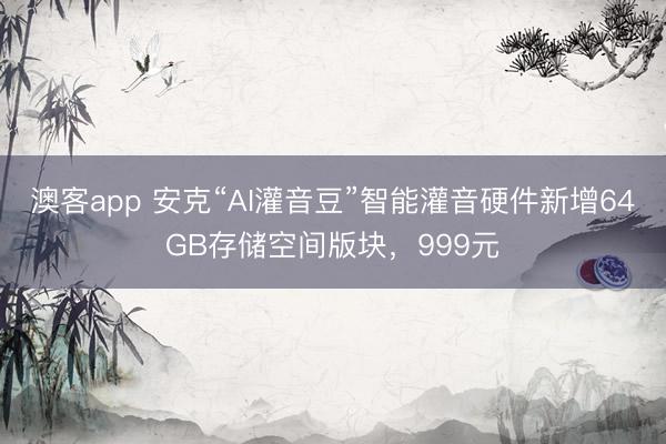 澳客app 安克“AI灌音豆”智能灌音硬件新增64GB存储空间版块，999元